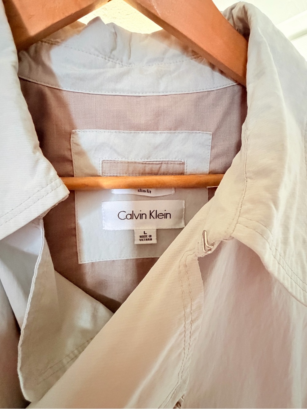 Calvin Klein Light Gray Double-Breasted Trench Coat - Picture 4 of 5
